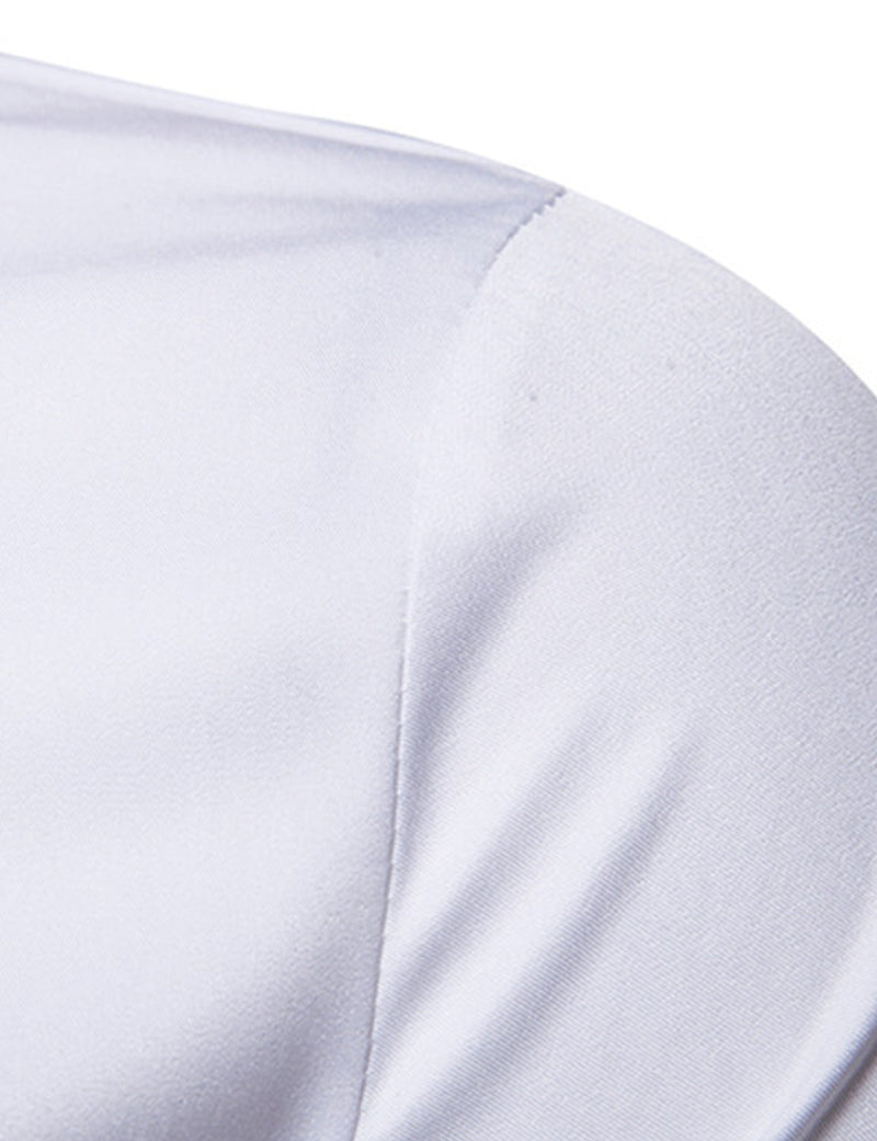 Men's Rose Embroidery Casual Long Sleeve Button Dress Shirt