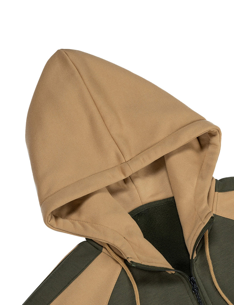 Men's Color Block Long Sleeve Casual Fall Winter Full-Zip Hoodie Zip Sweatshirt