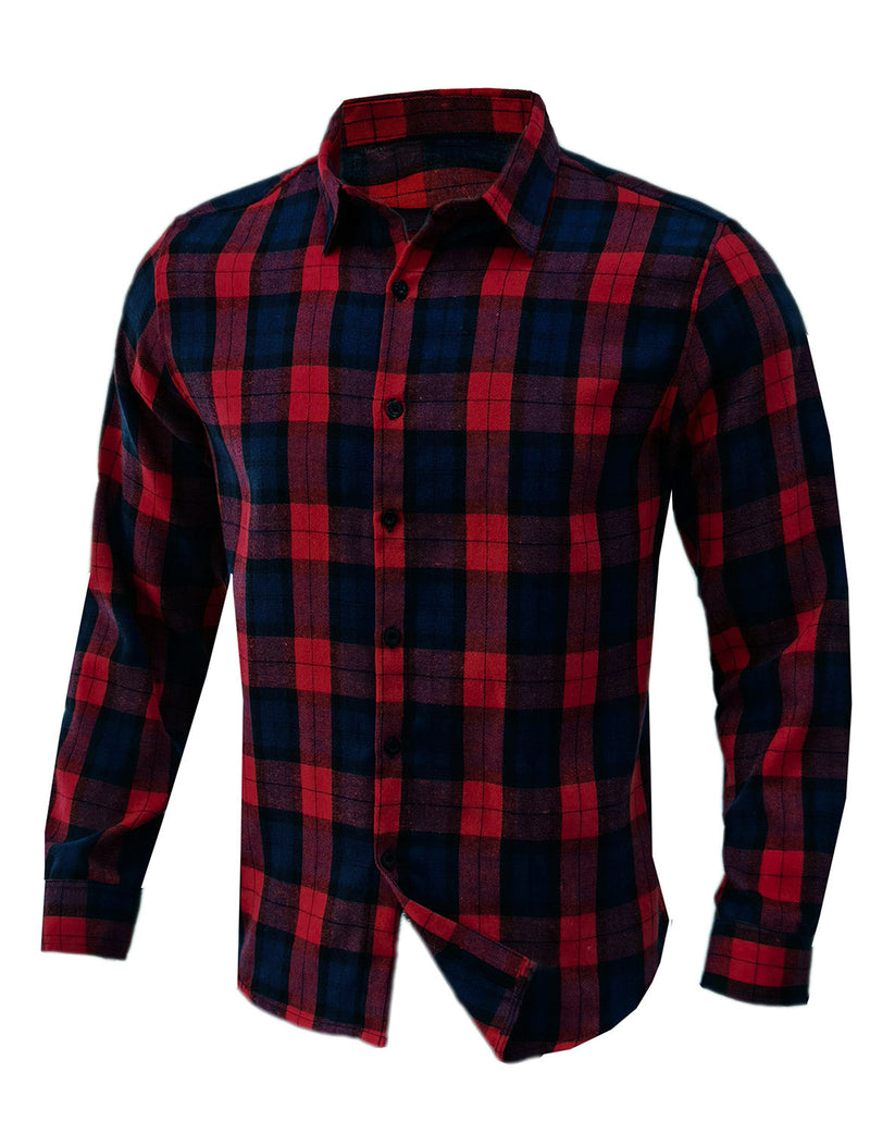 Men's Classic Plaid Vintage Button Up  Long Sleeve Shirt