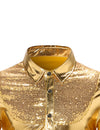 Men's Luxury Shiny Button Up Tuxedo Costume Long Sleeve Party Dress Shirt