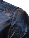 Men's Jacquard Vintage Rose Flower Print Party Prom Long Sleeve Dress Shirt