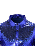 Men's Button Up Luxury Shiny Tuxedo Party Costume Long Sleeve Dress Shirt