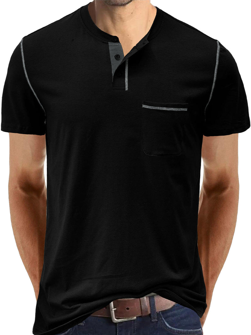 Men's Casual Summer Solid Color Pocket Short Sleeve T-Shirt