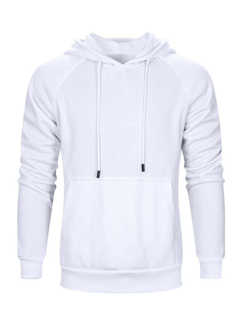 Men's Solid Long Sleeve Pullover Fall Winter Hoodie Sweatshirts With Pocket
