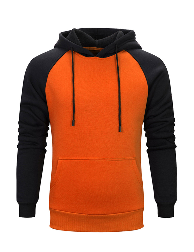 Men's Color Block Long Sleeve Pullover Hoodie With Pocket
