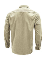 Men's Solid Color Double Pocket Button Up Casual Long Sleeve Fall Winter Shirt