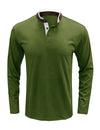 Men's Henry Collar Solid Color Long Sleeve Casual T-Shirt