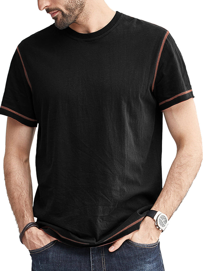 Men's Cotton Solid Color Round Neck Regular Fit Short Sleeve T-Shirt