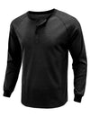 Men's  Solid Color Henry Collar Long Sleeve Casual T-Shirt