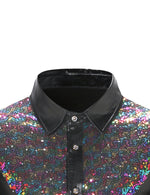 Men's Button Up Luxury Shiny Tuxedo Party Costume Long Sleeve Dress Shirt