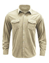 Men's Solid Color Double Pocket Button Up Casual Long Sleeve Fall Winter Shirt