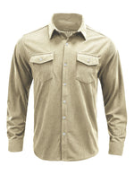 Men's Solid Color Double Pocket Button Up Casual Long Sleeve Fall Winter Shirt