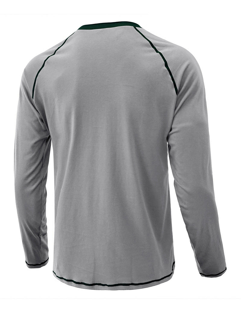 Men's Henry Collar Casual  Solid Color Long Sleeve T-Shirt