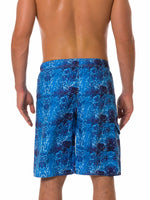 Men's Summer Wave Print Casual Beach Holiday Blue Shorts Swimming Trunks
