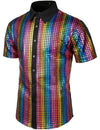 Men's Dress Shirt Sequins Button Down Shirts Disco Party Costume