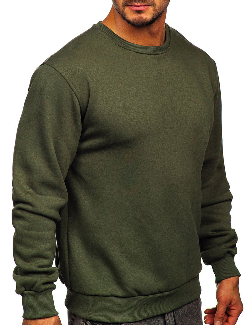Men's Casual Round Collar Fall Winter Warm Long Sleeve Fleece Sweatshirt