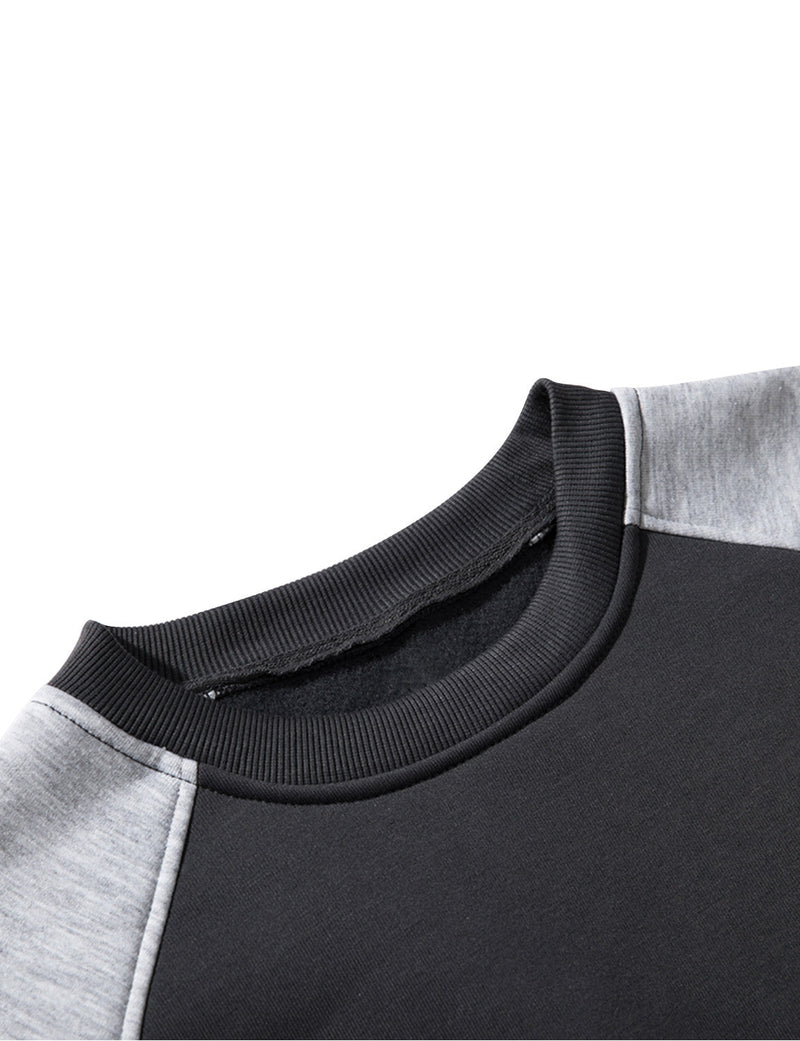 Men's Casual Color Block Round Long Sleeve Sweatshirt