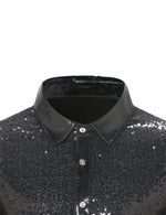 Men's Luxury Shiny Button Up Tuxedo Costume Long Sleeve Party Dress Shirt