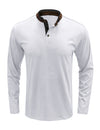 Men's Henry Collar Solid Color Long Sleeve Casual T-Shirt