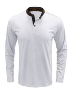 Men's Henry Collar Solid Color Long Sleeve Casual T-Shirt