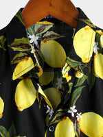 Men's Lemon Print Short Sleeve Hawaiian Shirt