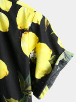 Men's Lemon Print Short Sleeve Hawaiian Shirt