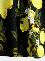 Men's Lemon Print Short Sleeve Hawaiian Shirt
