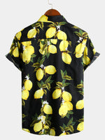 Men's Lemon Print Short Sleeve Hawaiian Shirt