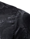 Men's Jacquard Vintage Rose Flower Print Party Prom Long Sleeve Dress Shirt