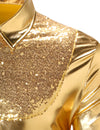 Men's Luxury Shiny Button Up Tuxedo Costume Long Sleeve Party Dress Shirt