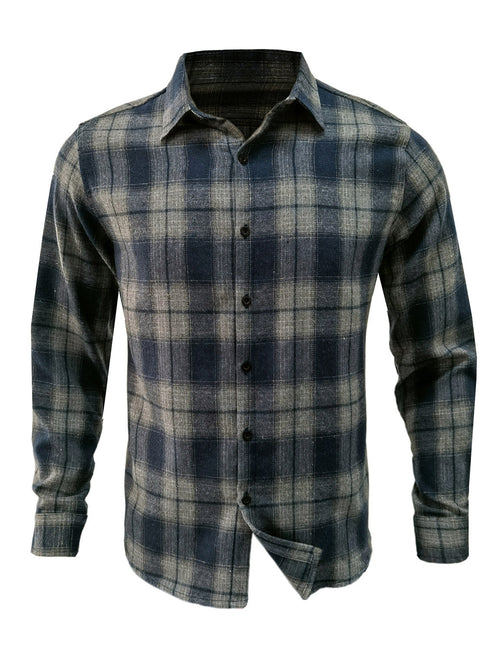 Men's Classic Plaid Vintage Button Up  Long Sleeve Shirt