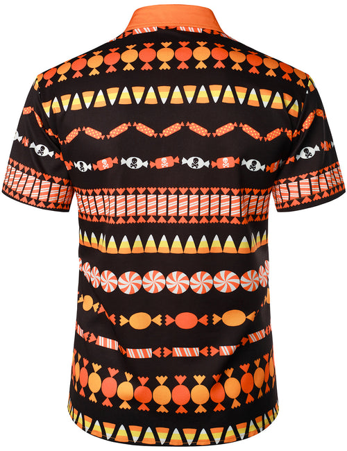 Men's Orange Candy Vest Costume Halloween Themed Party Costume Short Sleeve Shirt