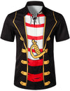Men's Pirate Graphic Costume Art Black Halloween Costume Party Short Sleeve Shirt