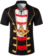 Men's Pirate Graphic Costume Art Black Halloween Costume Party Short Sleeve Shirt