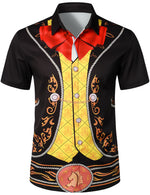 Men's Noble Retro Suit Costume Cool Black Halloween Costume Party Short Sleeve Shirt