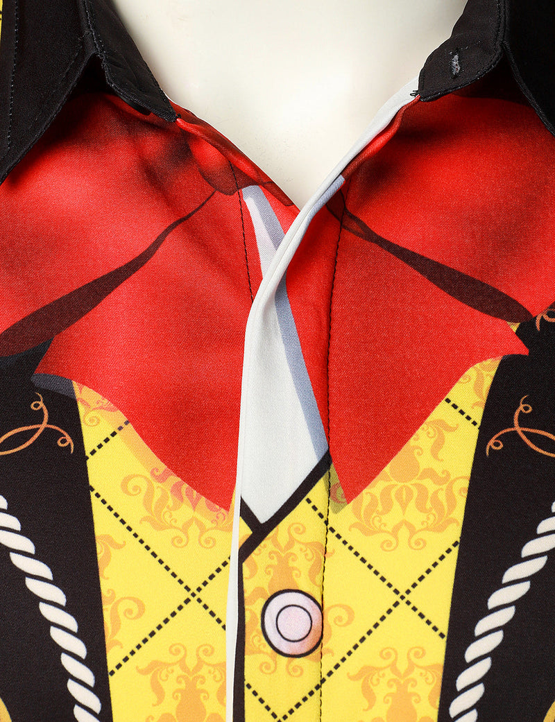 Men's Noble Retro Suit Costume Cool Black Halloween Costume Party Short Sleeve Shirt