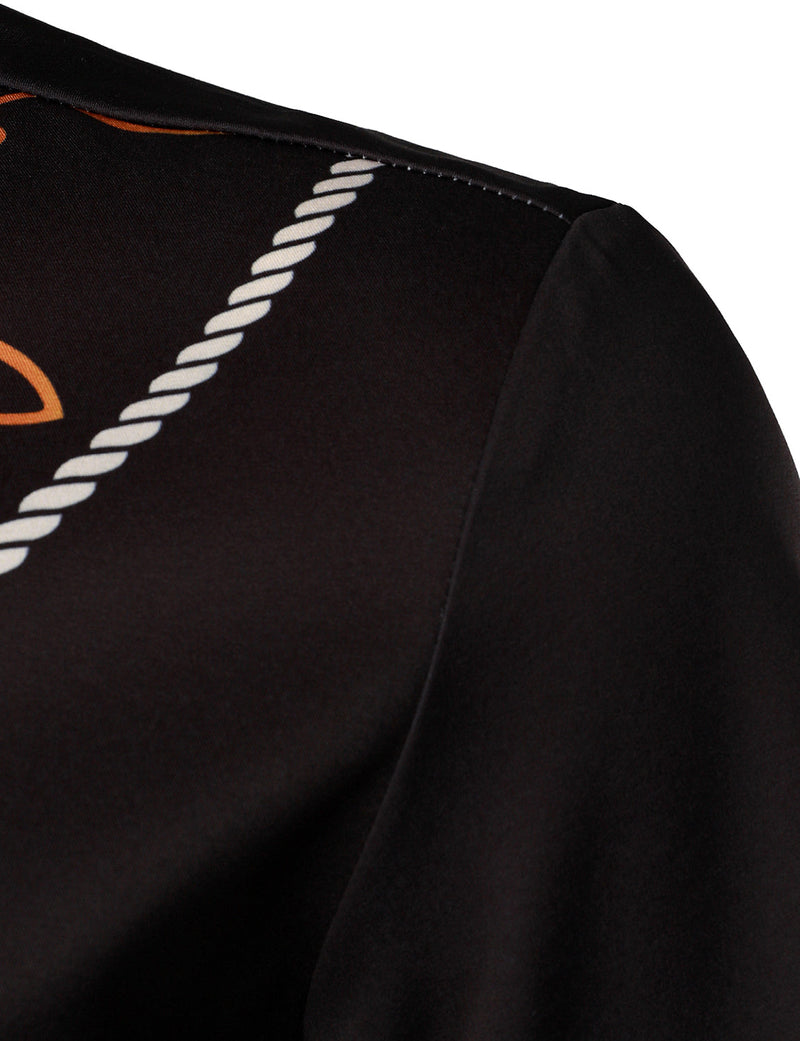 Men's Noble Retro Suit Costume Cool Black Halloween Costume Party Short Sleeve Shirt