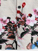 Men's Butterfly Floral Print Pocket Short Sleeve Shirt