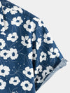Men's Blue Floral Print Casual Cotton Shirt