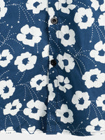 Men's Blue Floral Print Casual Cotton Shirt