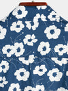 Men's Blue Floral Print Casual Cotton Shirt