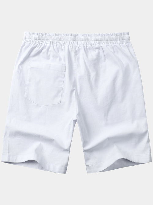 Men's White Breathable Linen Cotton Casual Shorts
