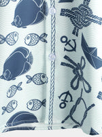 Men's Fish Print Aloha Beach Short Sleeve Button Up Hawaiian Shirt