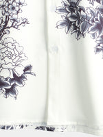 Men's Grey Flower Floral Print Button Up Vacation Short Sleeve Casual Resort Shirt