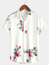 Men's Floral Butterfly Casual Vacation Button Up Holiday Short Sleeve Shirt