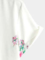 Men's Floral Butterfly Casual Vacation Button Up Holiday Short Sleeve Shirt