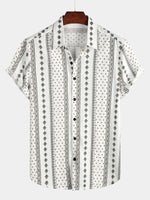 Men's Retro Button Up Short Sleeve Cotton 70s Shirt