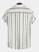Men's Retro Button Up Short Sleeve Cotton 70s Shirt
