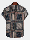 Men's Patchwork Print Short Sleeve Shirt