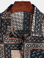 Men's Patchwork Print Short Sleeve Shirt